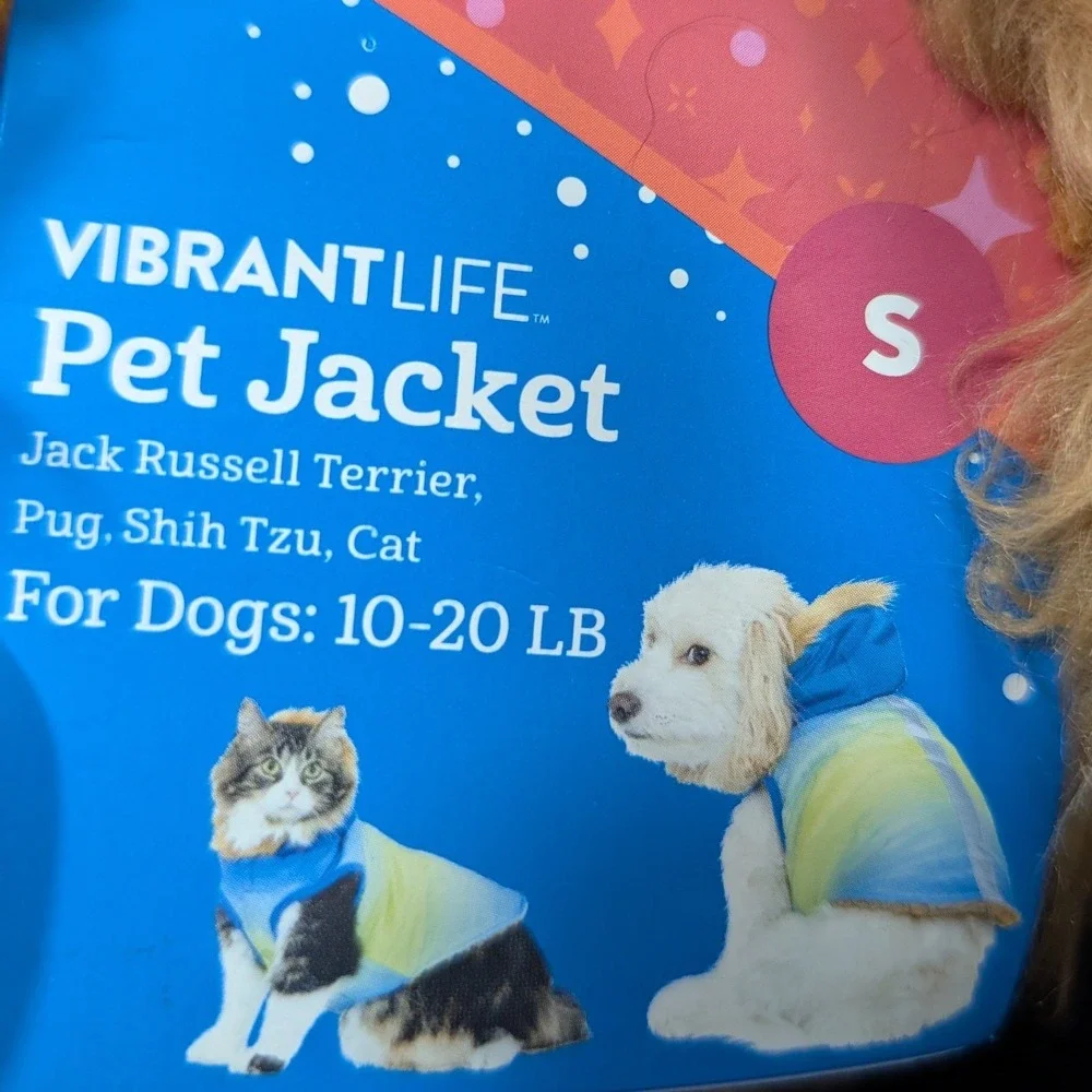 Vibrant Life Pet Jacket Blue Green Ombre Faux‎ Fur Dog Cat Coat Small 10-20lb