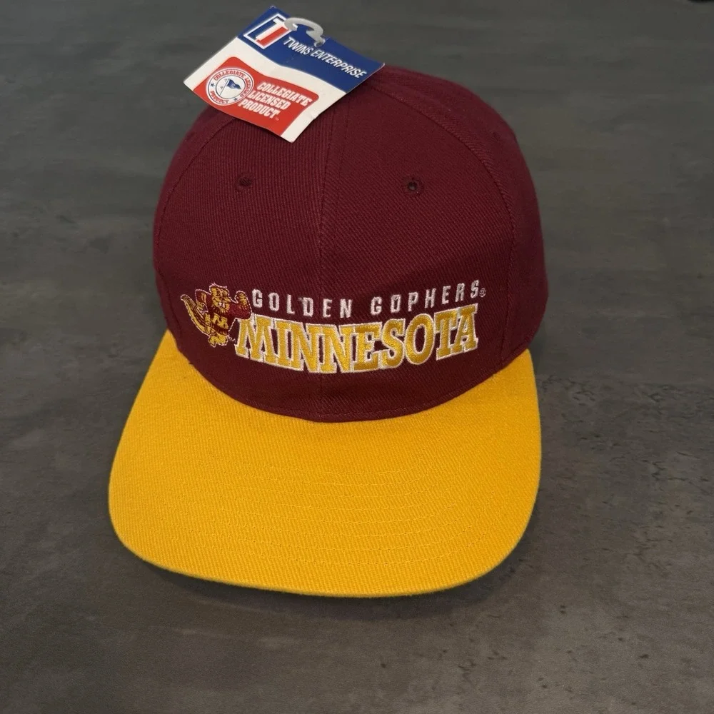 Vintage 90s Minnesota Golden State Gophers Hat 90s‎ Twins Script Spellout 2 Tone