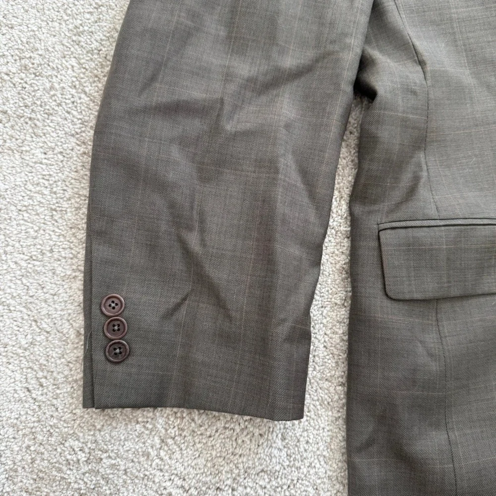 Brooks Brothers Mens Glen Check Plaid Blazer Sport Coat Taupe Brown 43R‎ 44R