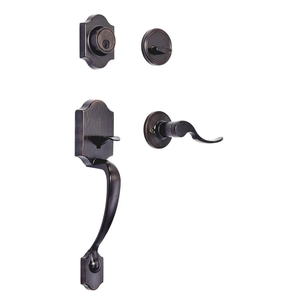 Amazon Basics Front Door Lock Set Handleset with Shelby Lever Single Cylinder‎