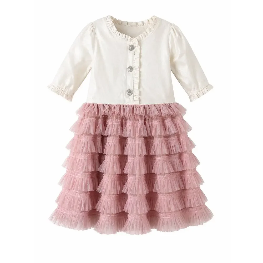 Nanette‎ Lepore Girls 5 Pink Tulle Ruffle Dress Coquette Princesscore Party Tutu