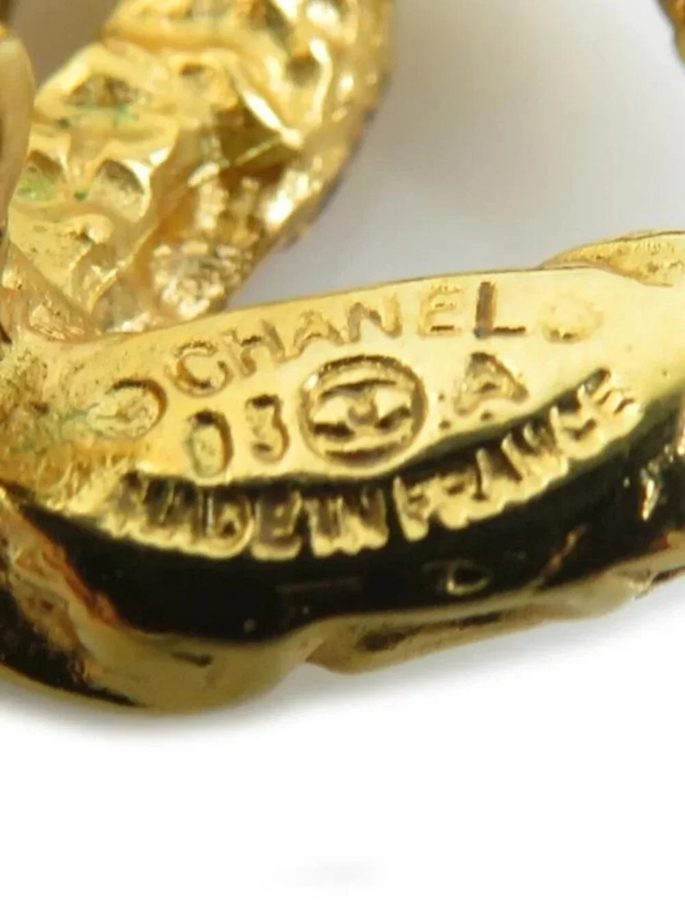 Auth CHANEL Vintage CC Logo Clip on Earrings Gold Metal