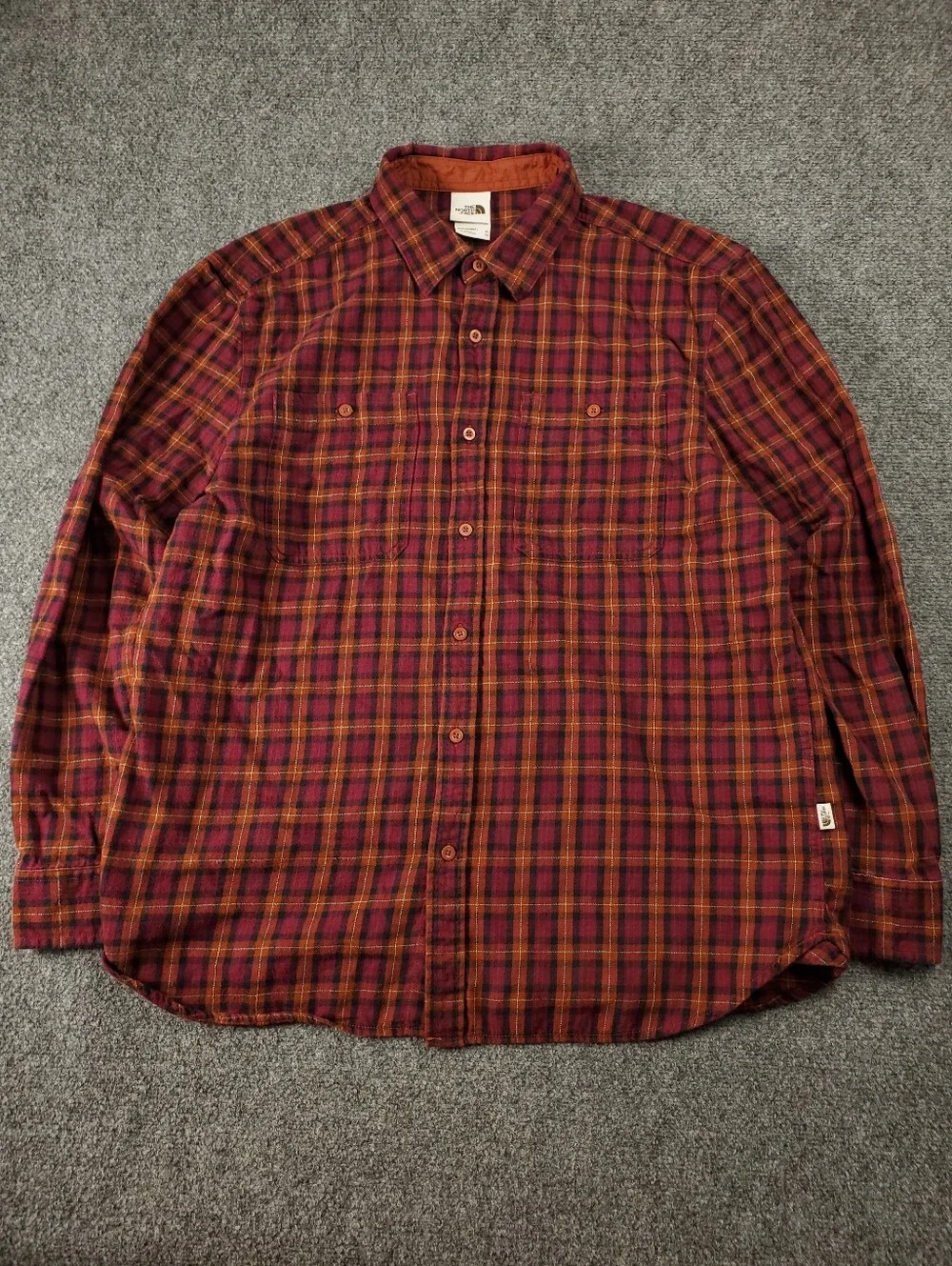 The North Face Arroyo Lightweight Flannel Shirt Mens XL Button Up Orange Pink