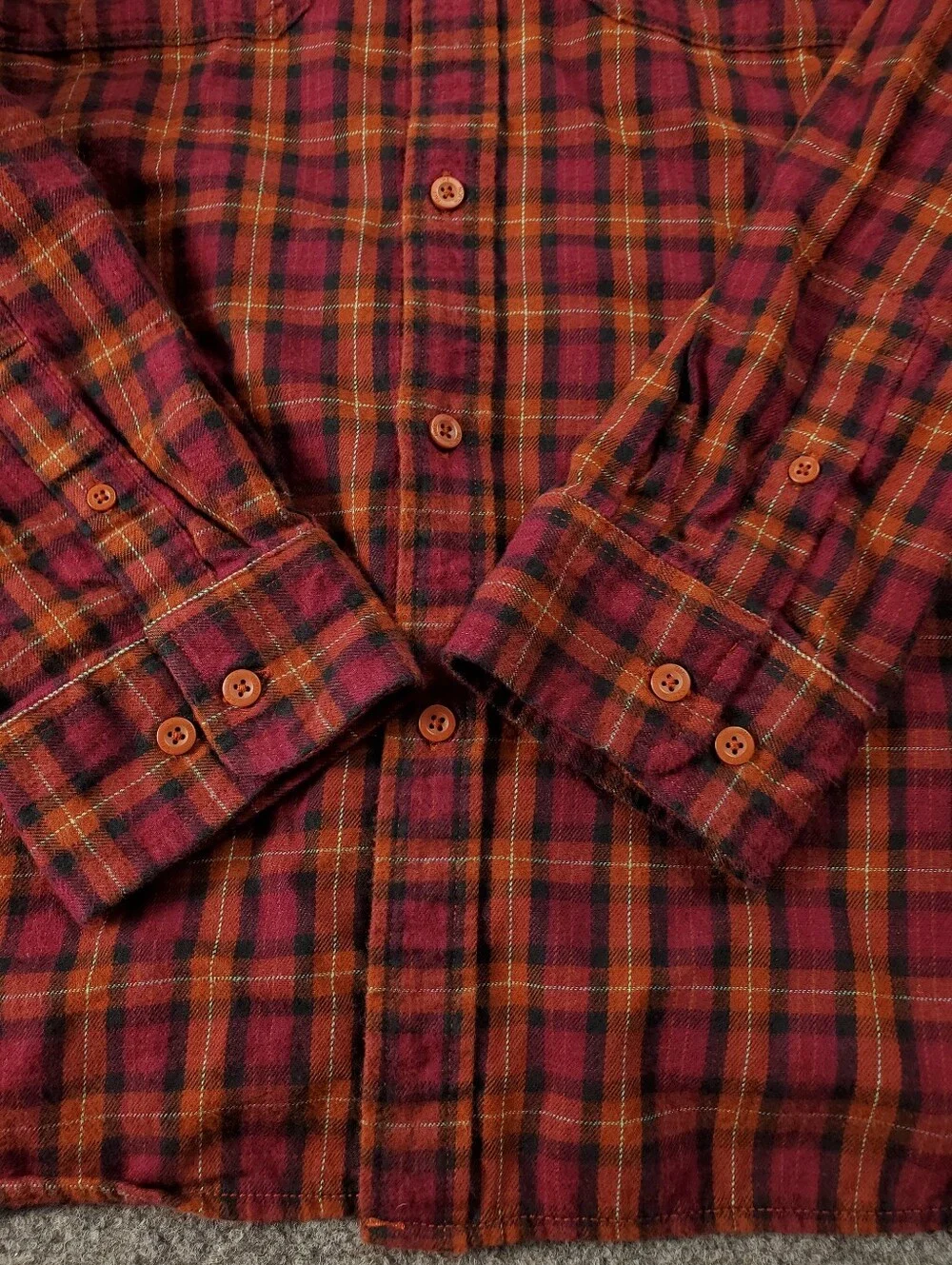 The North Face Arroyo Lightweight Flannel Shirt Mens XL Button Up Orange Pink