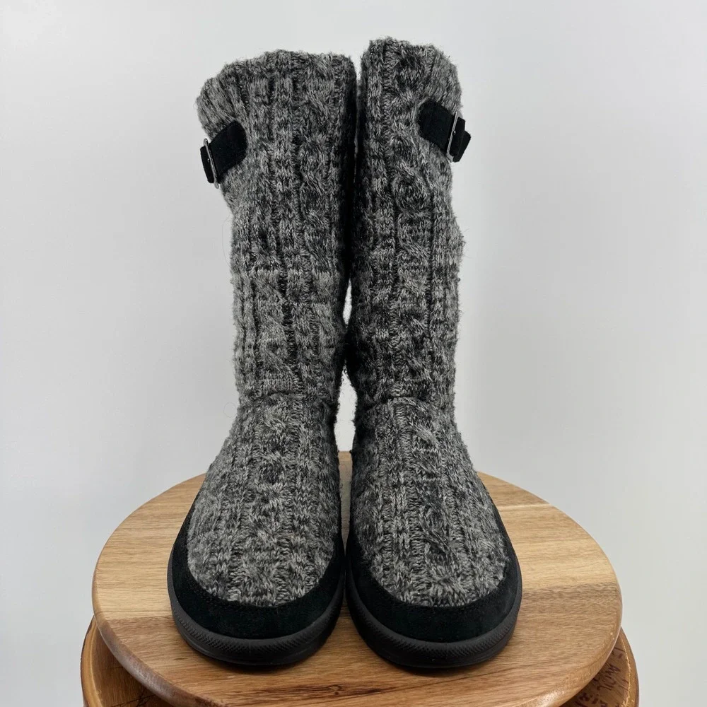 ABEO Kenora‎ Charcoal Cable Knit Suede Winter Boots Gray Black Women's Size 10