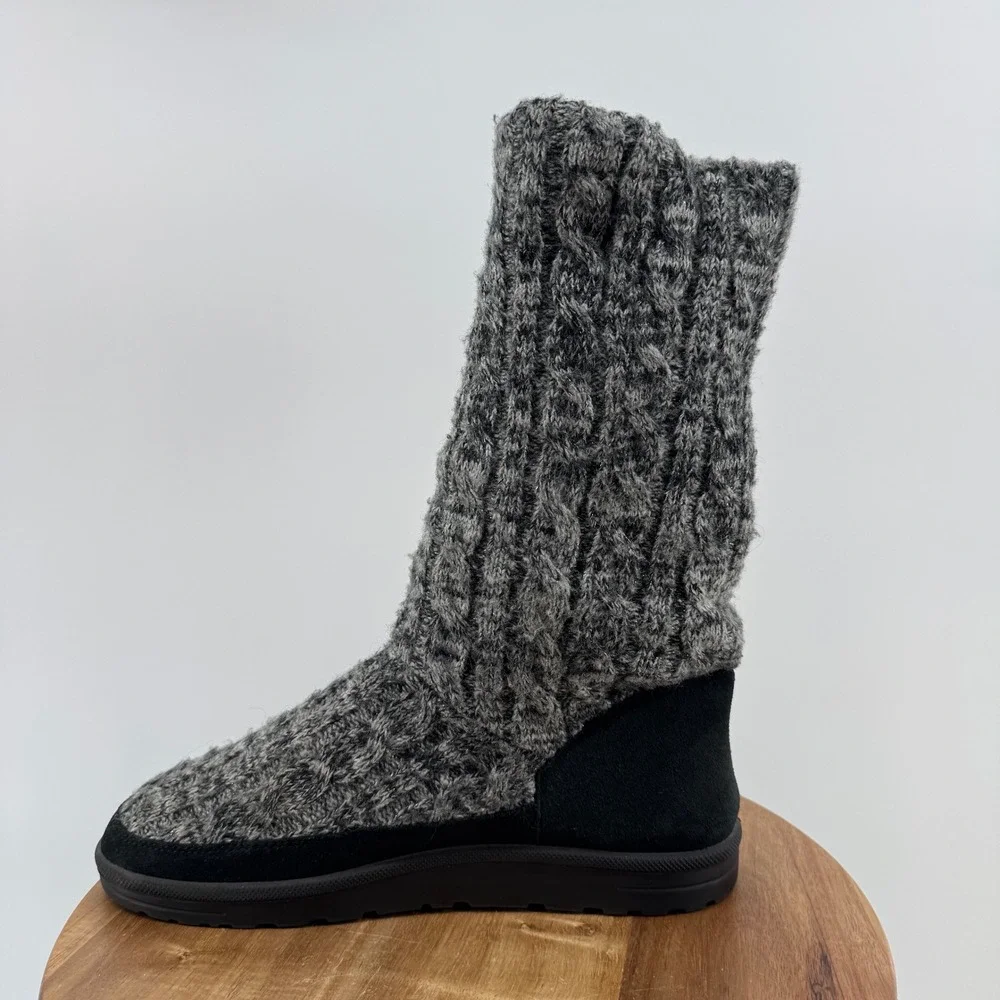 ABEO Kenora‎ Charcoal Cable Knit Suede Winter Boots Gray Black Women's Size 10