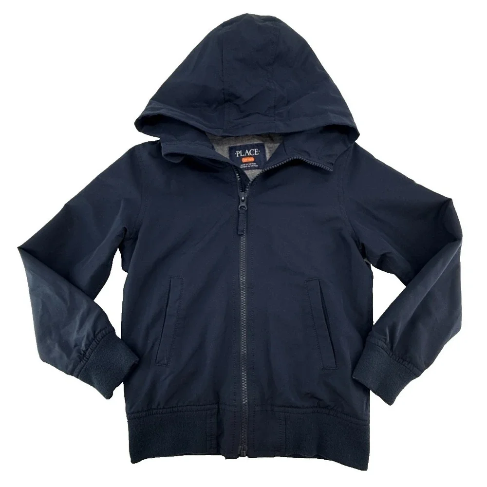 The Childrens Place Hoodie Kids Size Small Black Zip Up‎ Sweatshirt Basic Fleece