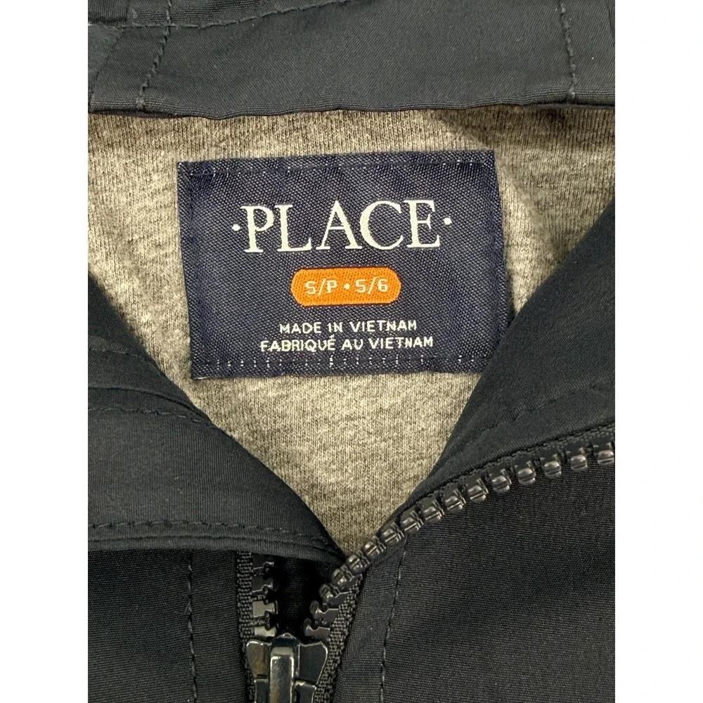 The Childrens Place Hoodie Kids Size Small Black Zip Up‎ Sweatshirt Basic Fleece