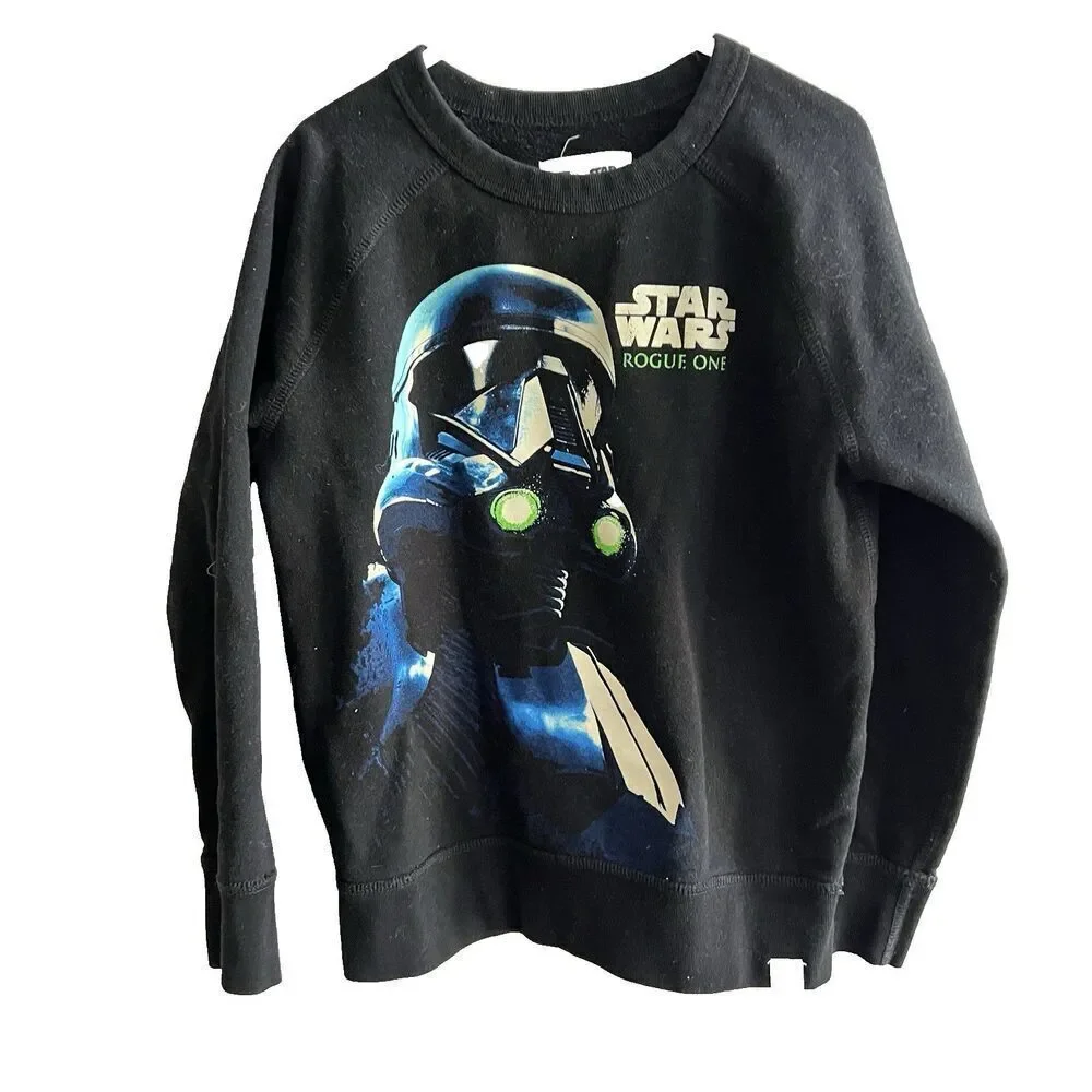 GAP Star Wars Rogue One Death Trooper Black Sweatshirt Pullover 6-7 Yr Glow Dark