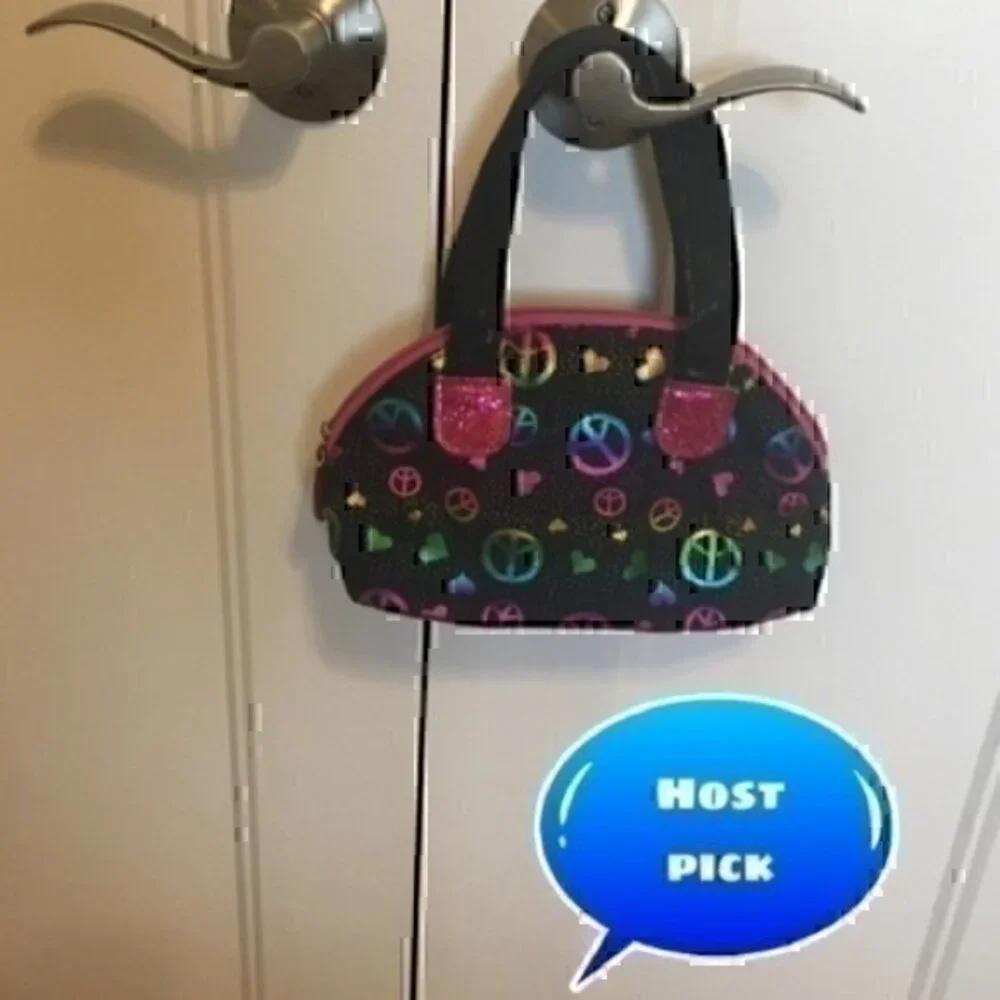 Little girls sparkly peace purse