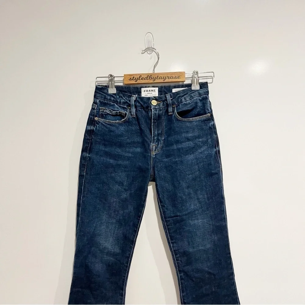FRAME - Le Crop Mini Boot Jean Shredded Raw Hem in Bayberry