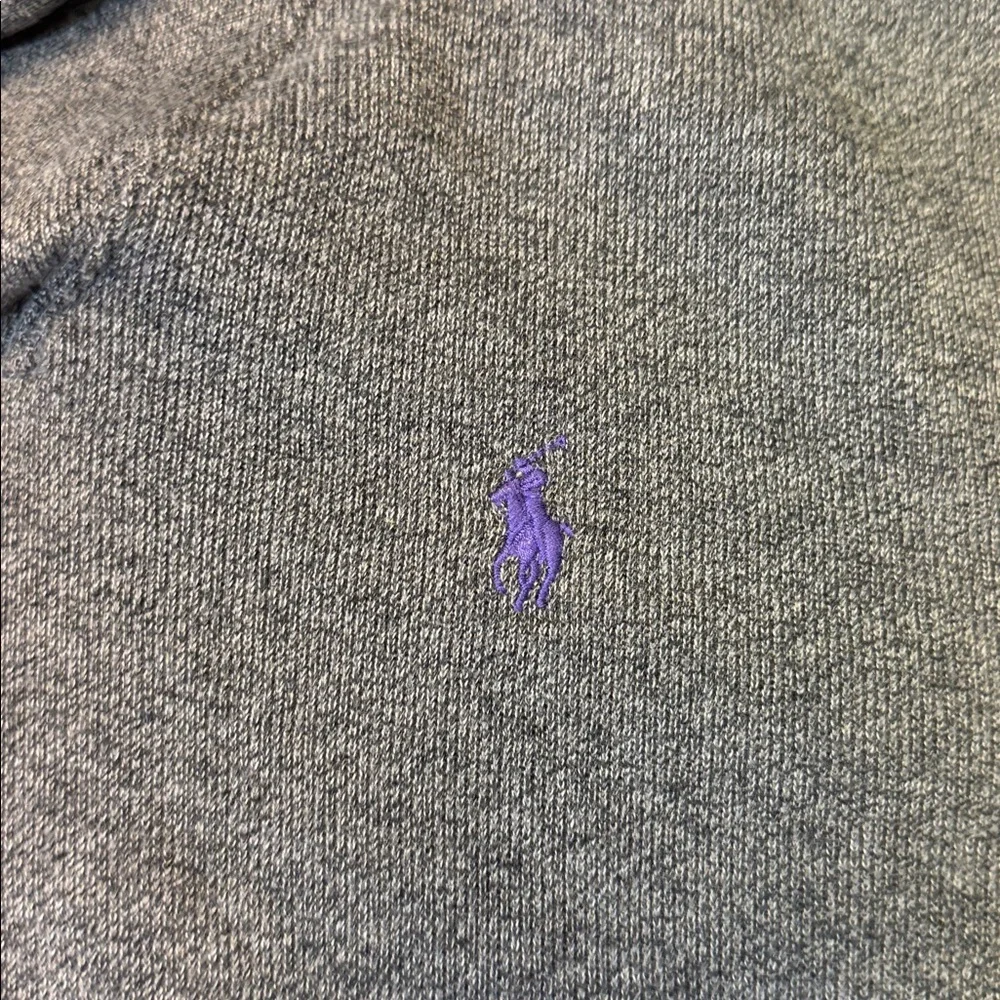Polo Ralph Lauren mens L Large gray solid shawl collar 100% cotton sweater EUC