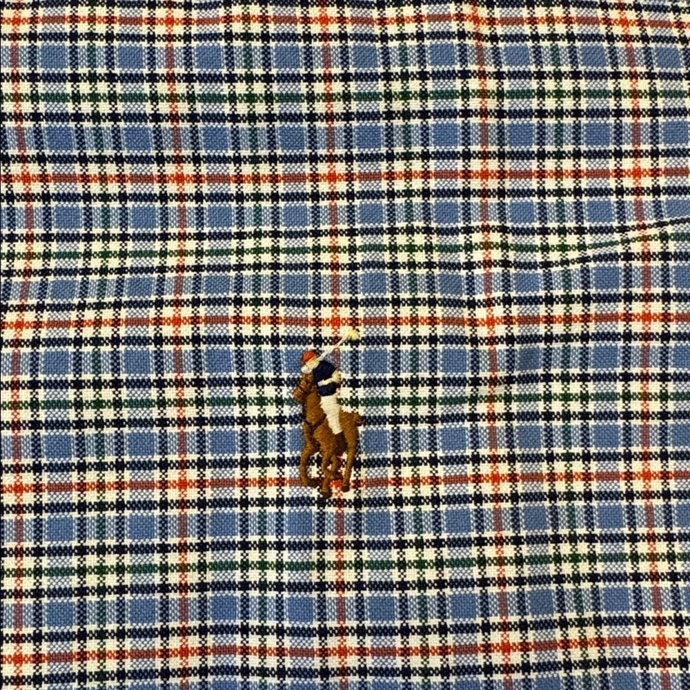 Polo Ralph Lauren mens 2XLT Tall blue orange check plaid oxford button up shirt