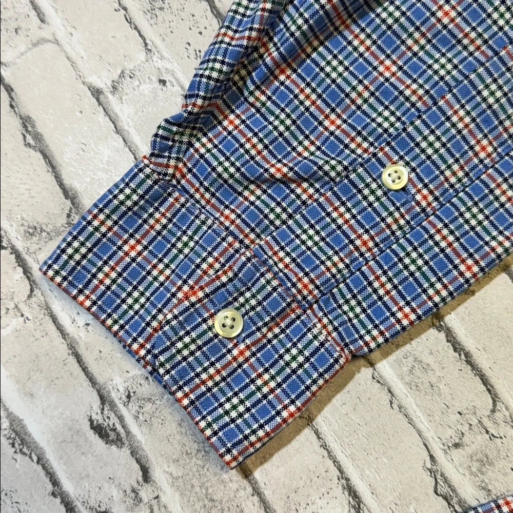 Polo Ralph Lauren mens 2XLT Tall blue orange check plaid oxford button up shirt