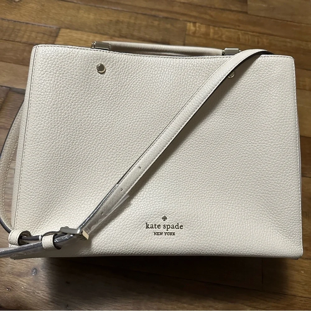 Kate Spade New York Leila Medium Triple compartment Satchel In Light Sand/Gold