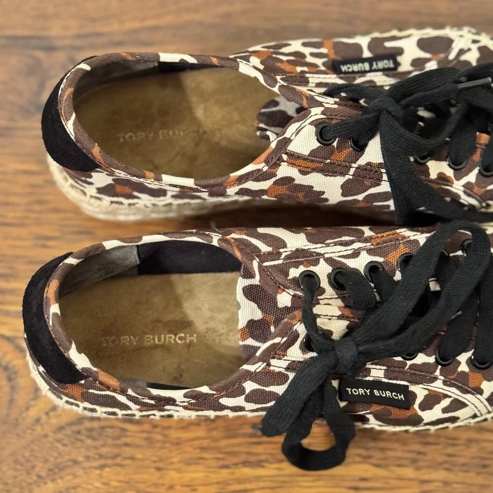 Authentic Tory Burch‎ Leopard Print Espadrille Sneakers Size 6.5 NWOB, NWOT