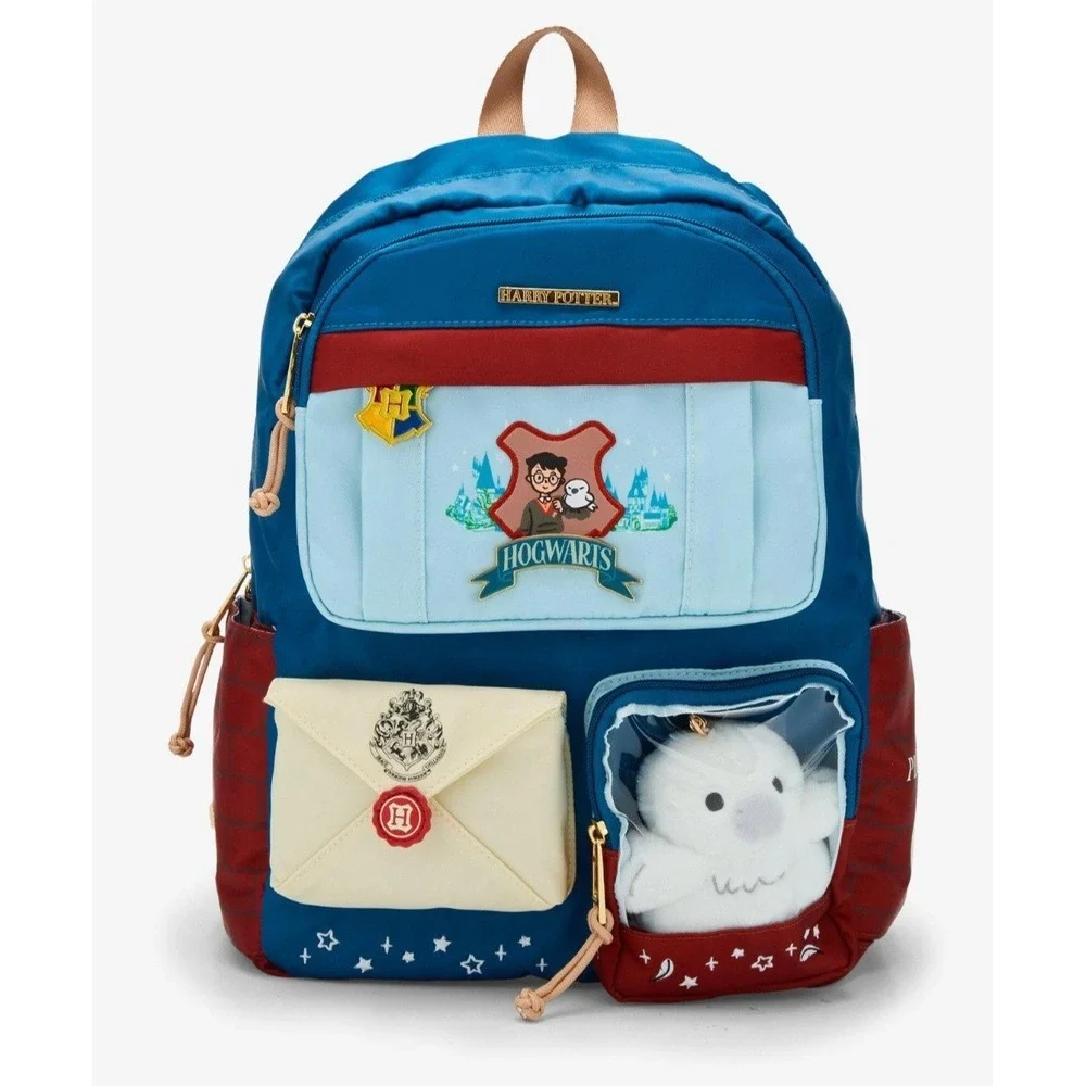 Harry Potter Hogwarts Express‎ Multi-Pocket Backpack With Hedwig Plush! NWT