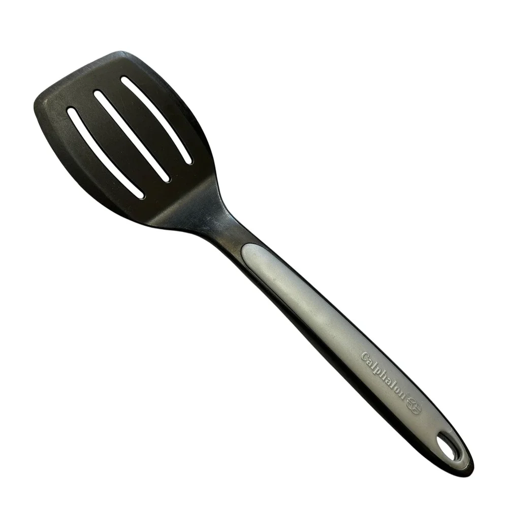 Calphalon Slotted Turner Spatula Black Grey Nylon‎ Flipper Kitchen Utensil