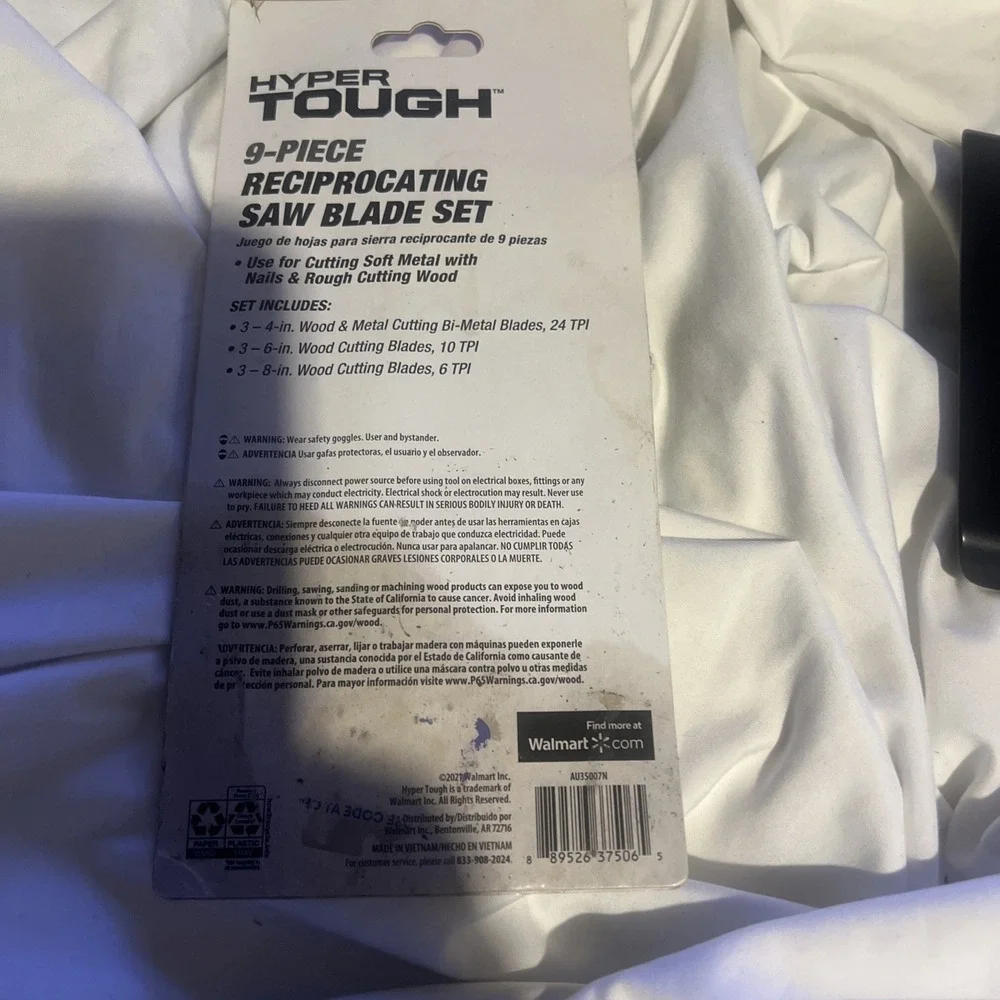 Hyper Tough 9 Piece Reciprocating Saw Blades,‎ Steel Material,  New Condition
