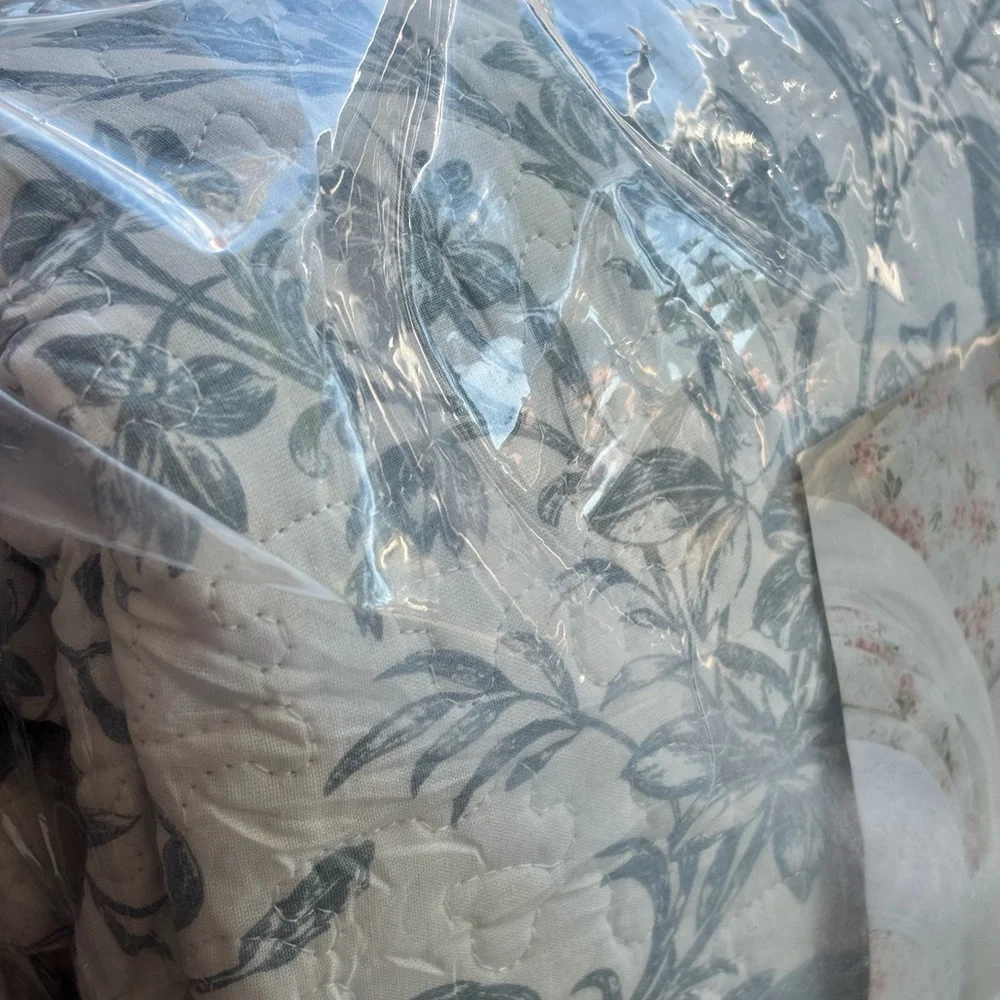 Laura Ashley Amberley Blue King Quilt Bonus Set Cotton Floral Cottage Bedding