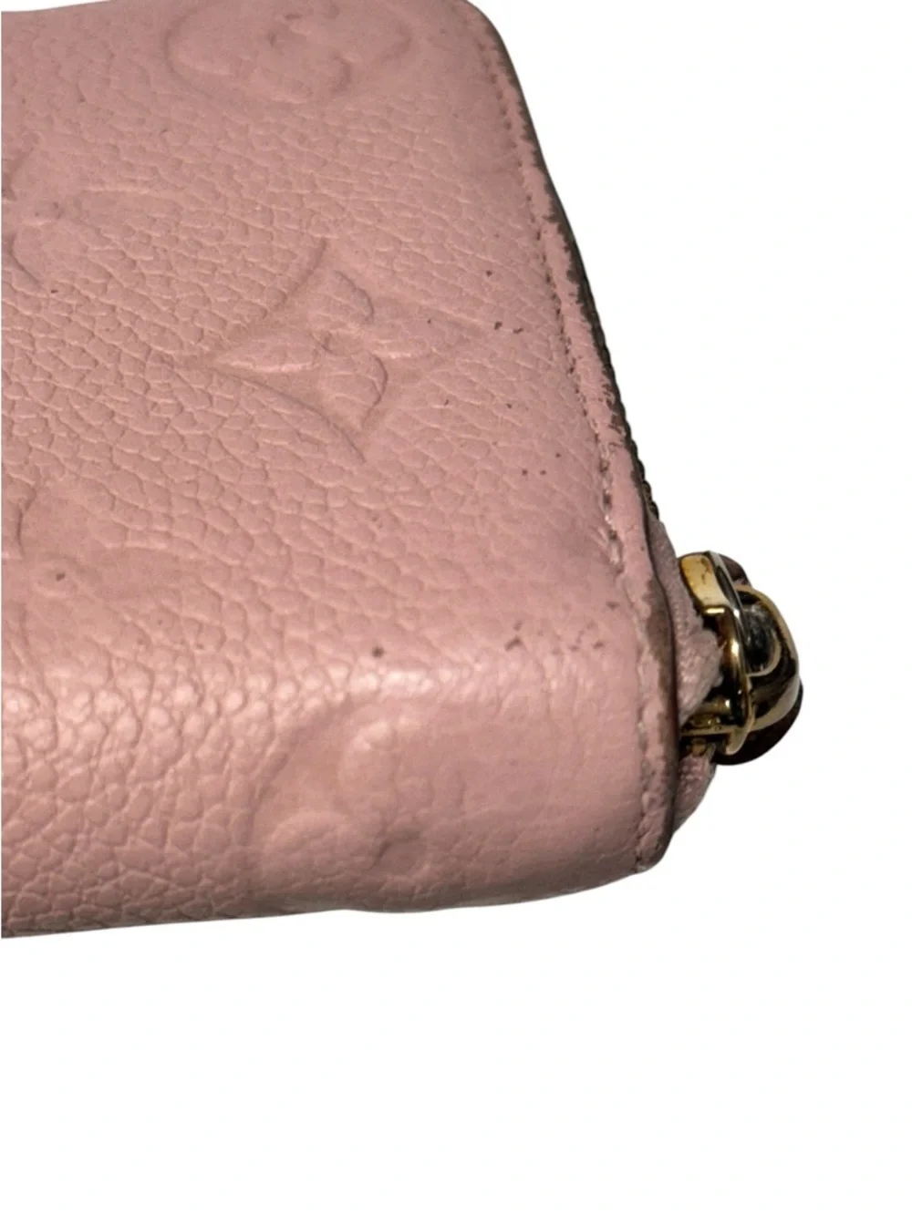 LOUIS VUITTON Rose Ballerine Monogram Empreinte Leather Clemence Long zip wallet