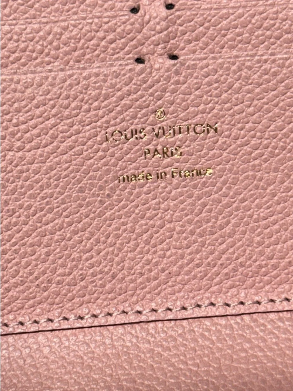 LOUIS VUITTON Rose Ballerine Monogram Empreinte Leather Clemence Long zip wallet