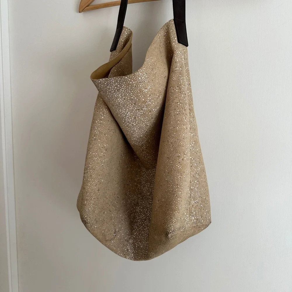 Linde Gallery St Barth Large Tote‎ Bag Tan Speckled Leather