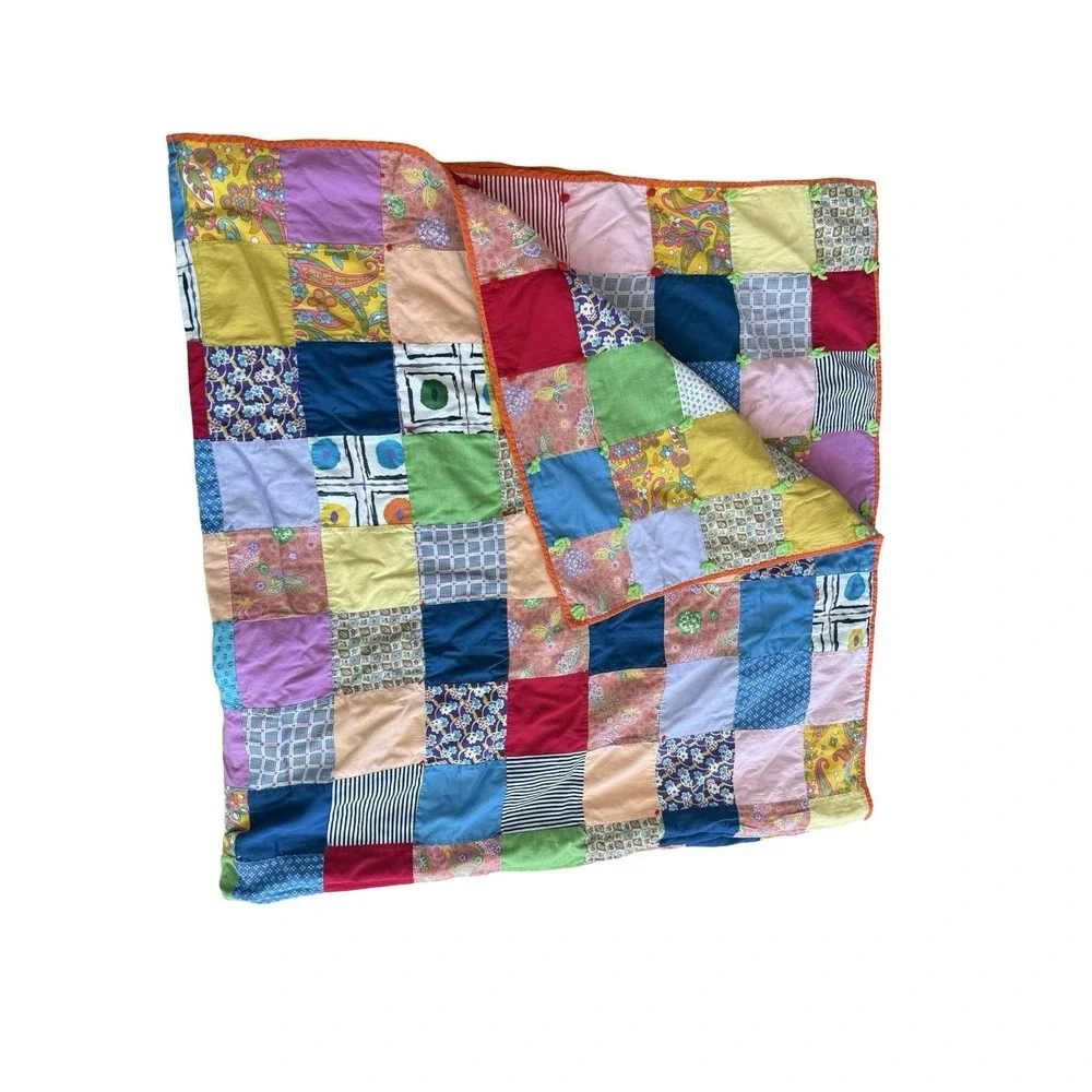 Rustic‎ Homespun Antique Quilt Large Patterned Cotton Fabric textile 73