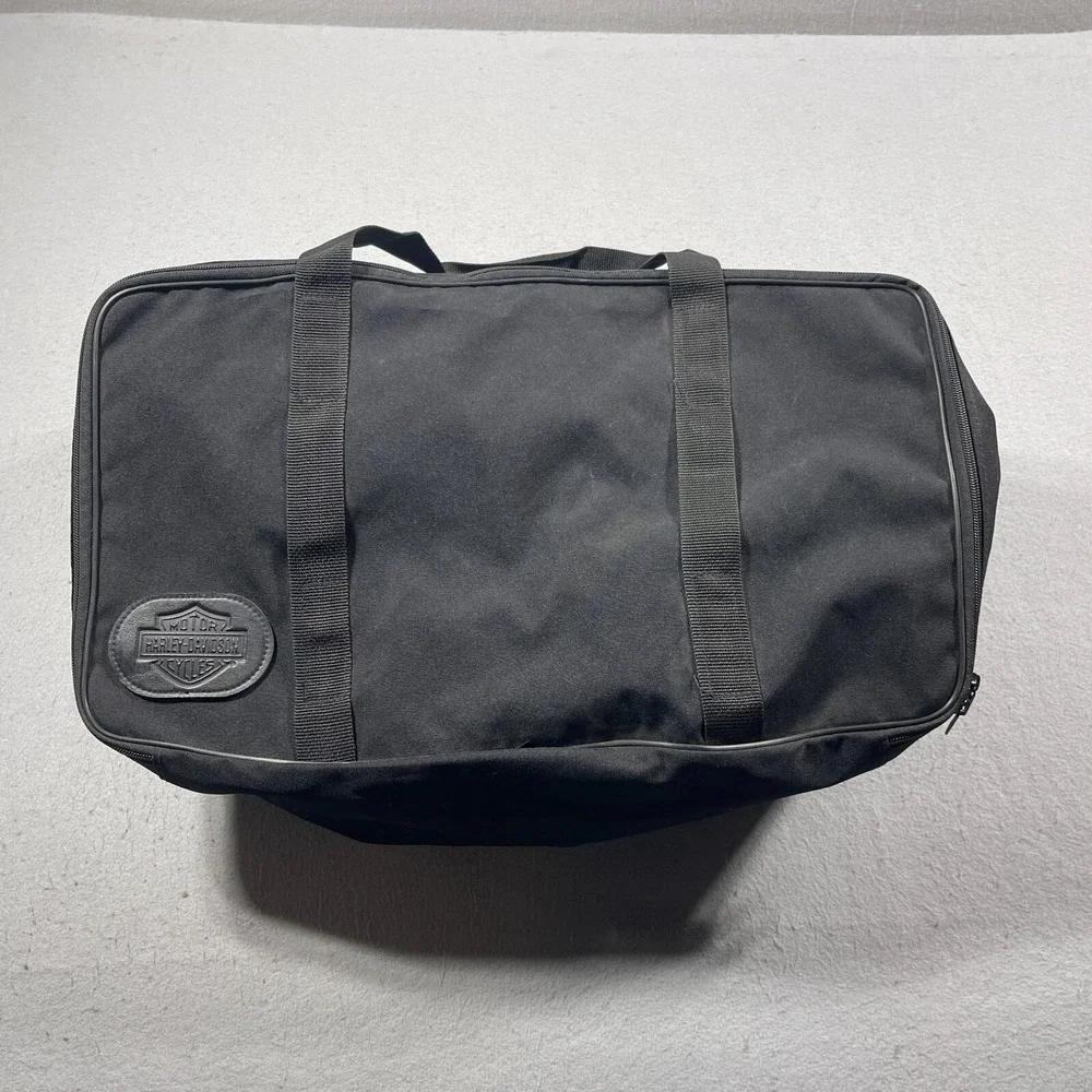 Harley Davidson Black Canvas Duffel Bag Travel‎ Luggage Logo Patch 22 Inch