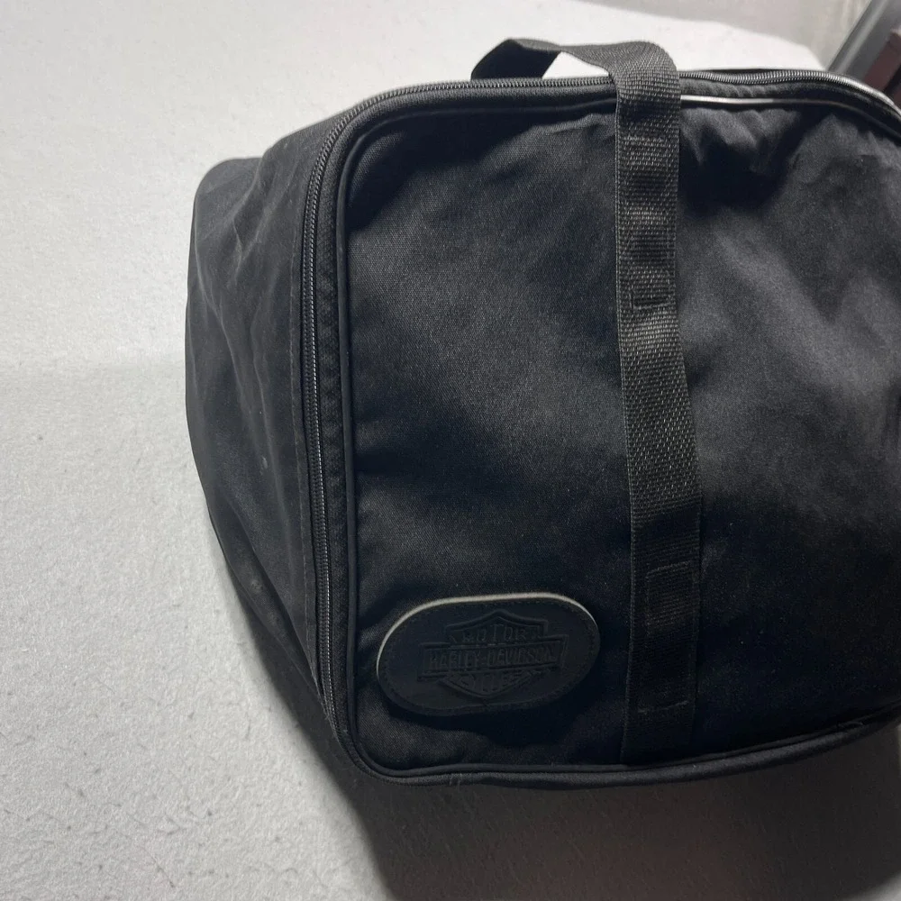Harley Davidson Black Canvas Duffel Bag Travel‎ Luggage Logo Patch 22 Inch