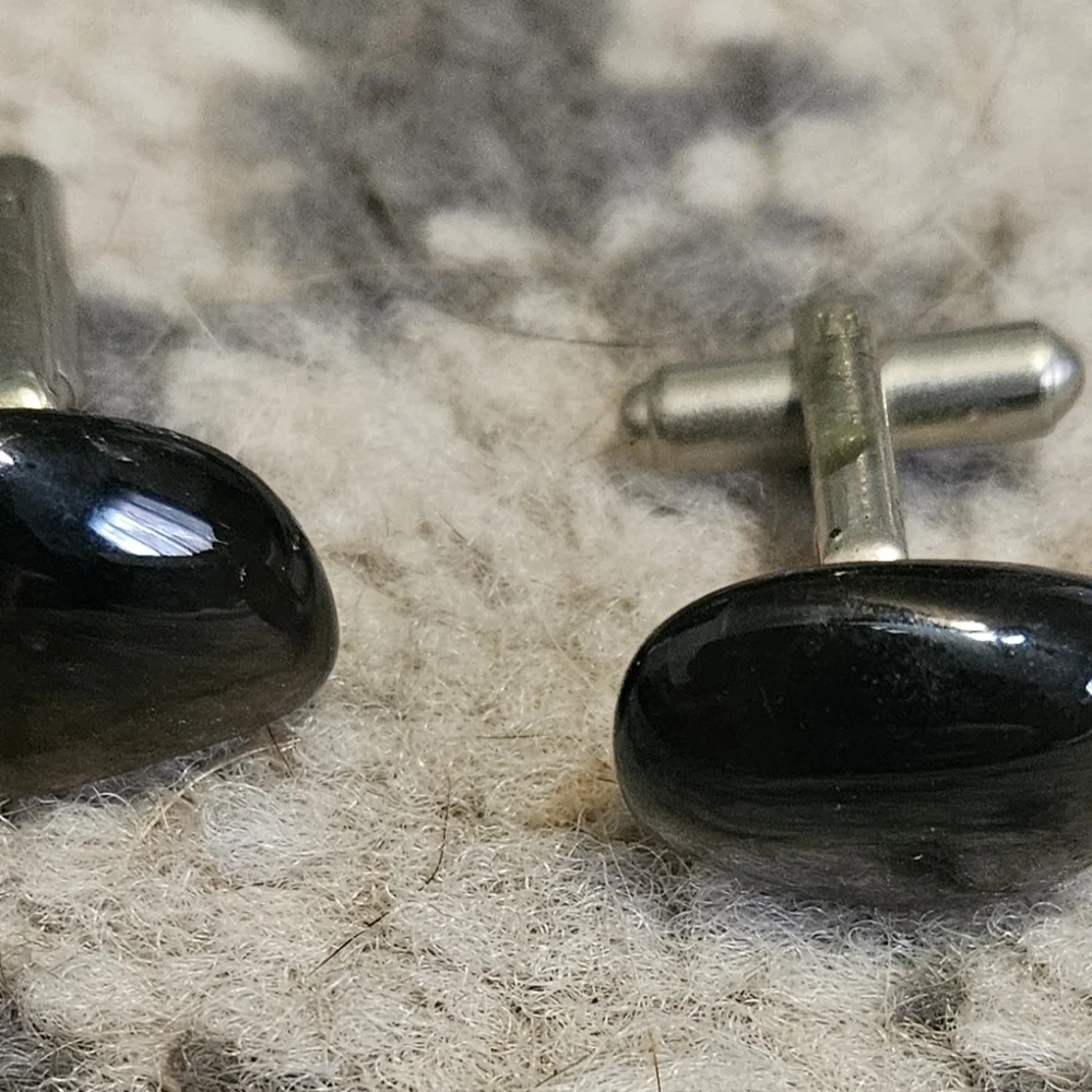 Vintage 1940s‎ 1950s Polished Smoky Quartz Cuff Links