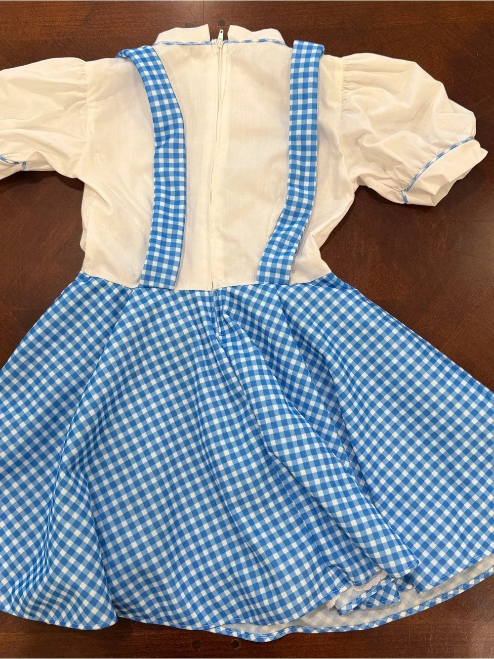 Wizard of Oz Dorothy Blue Gingham Pinafore Dress with Cream Blouse Costume. Sz M