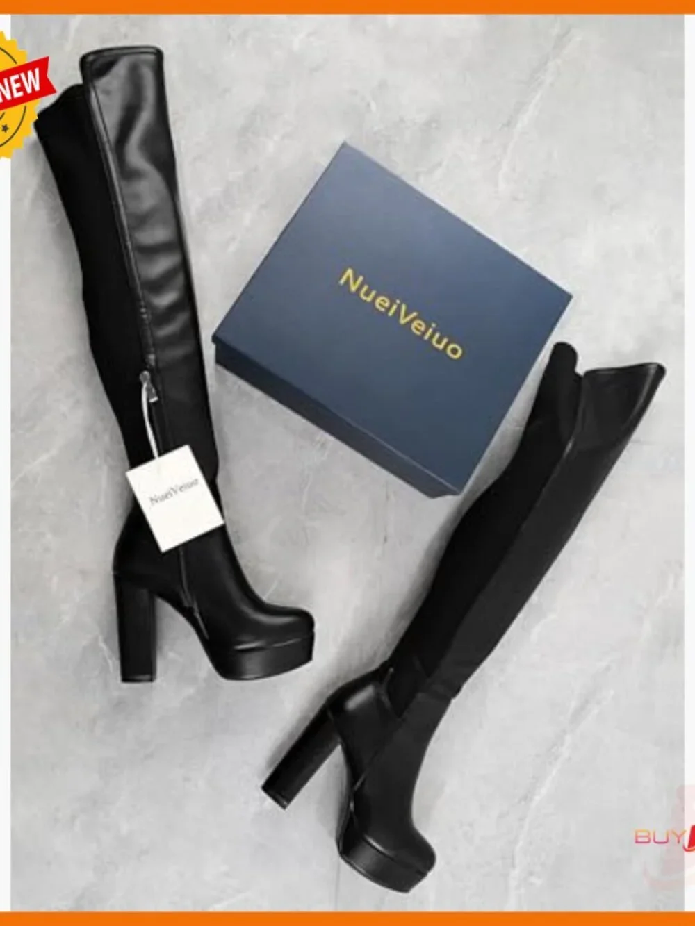 Women's Over the Knee Boots Chunky Heel Side Zipper Faux Suede