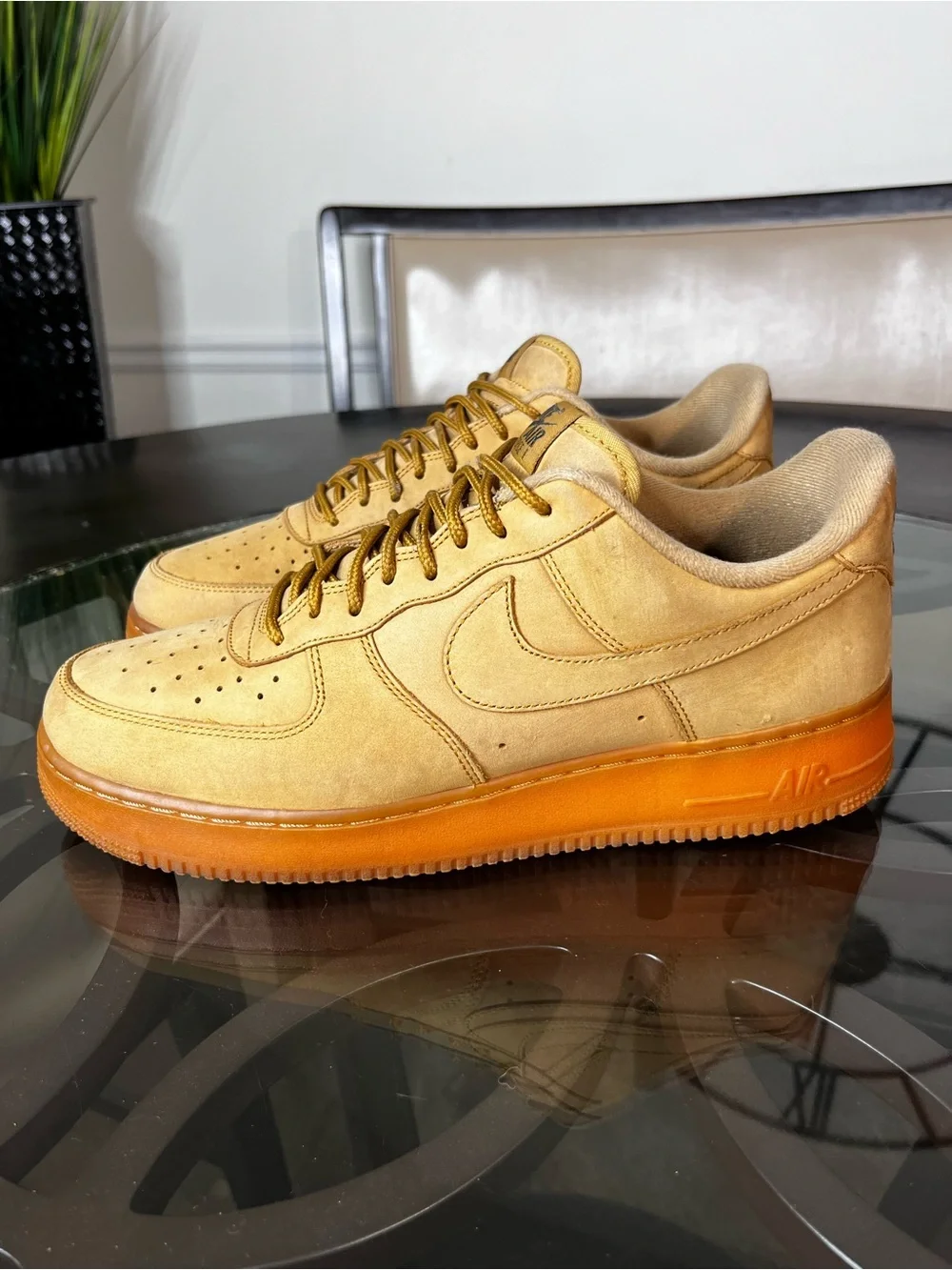 Nike Air Force 1'07 WB Shoes Flax Wheat Gum Brown Mens Sz 12