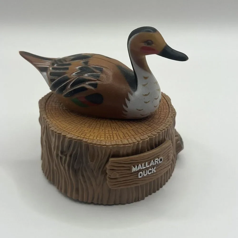 Mallard Pintail Duck Tree Branch Plastic‎ Lidded Trinket Box Vintage Hong Kong