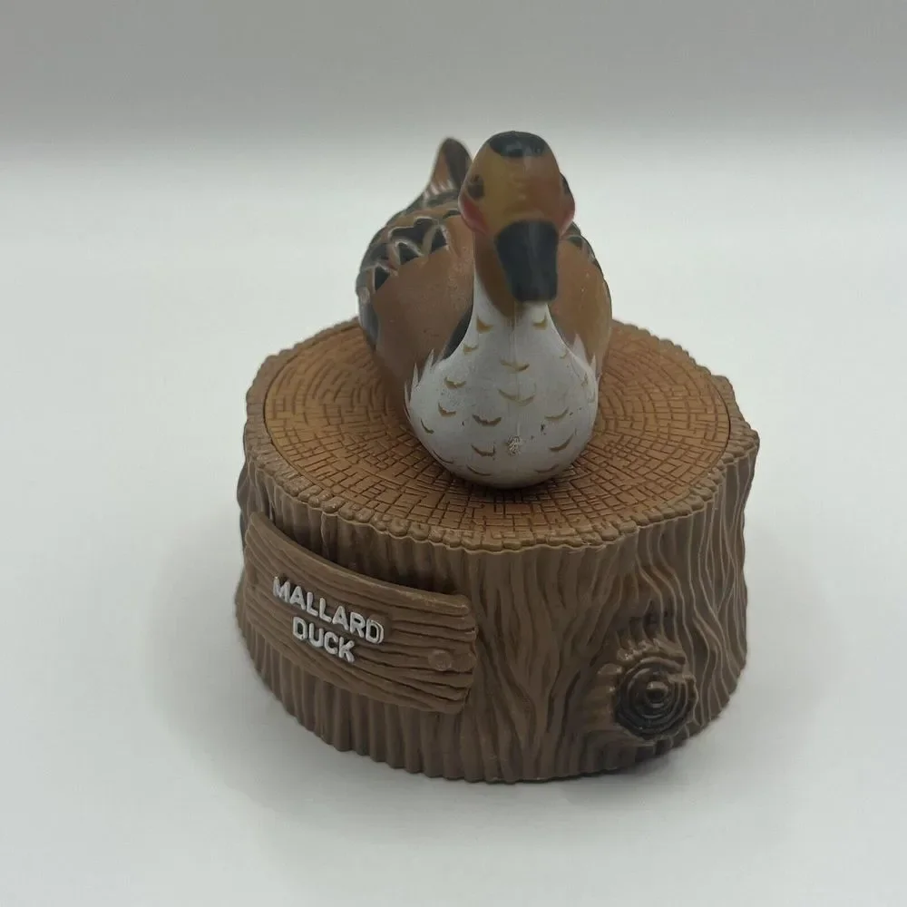 Mallard Pintail Duck Tree Branch Plastic‎ Lidded Trinket Box Vintage Hong Kong