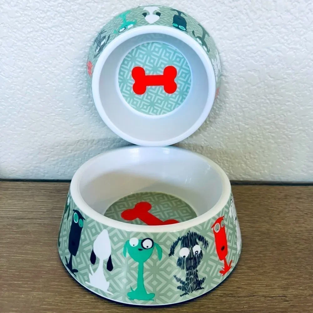 Whimsical Dog Pet Feeder Water Bowls 2-pc Set