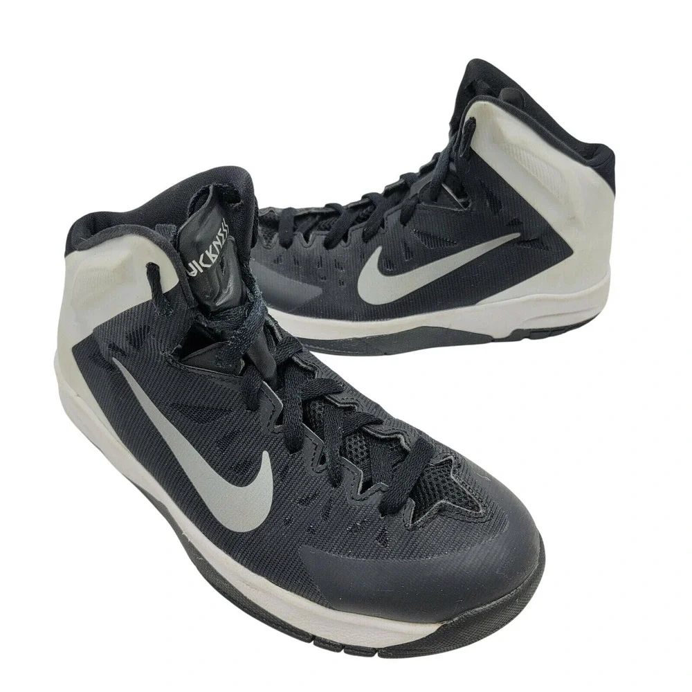 Nike HyperQuickness Basketball Shoes‎ 622759-001 Black/White Kids Size 5Y