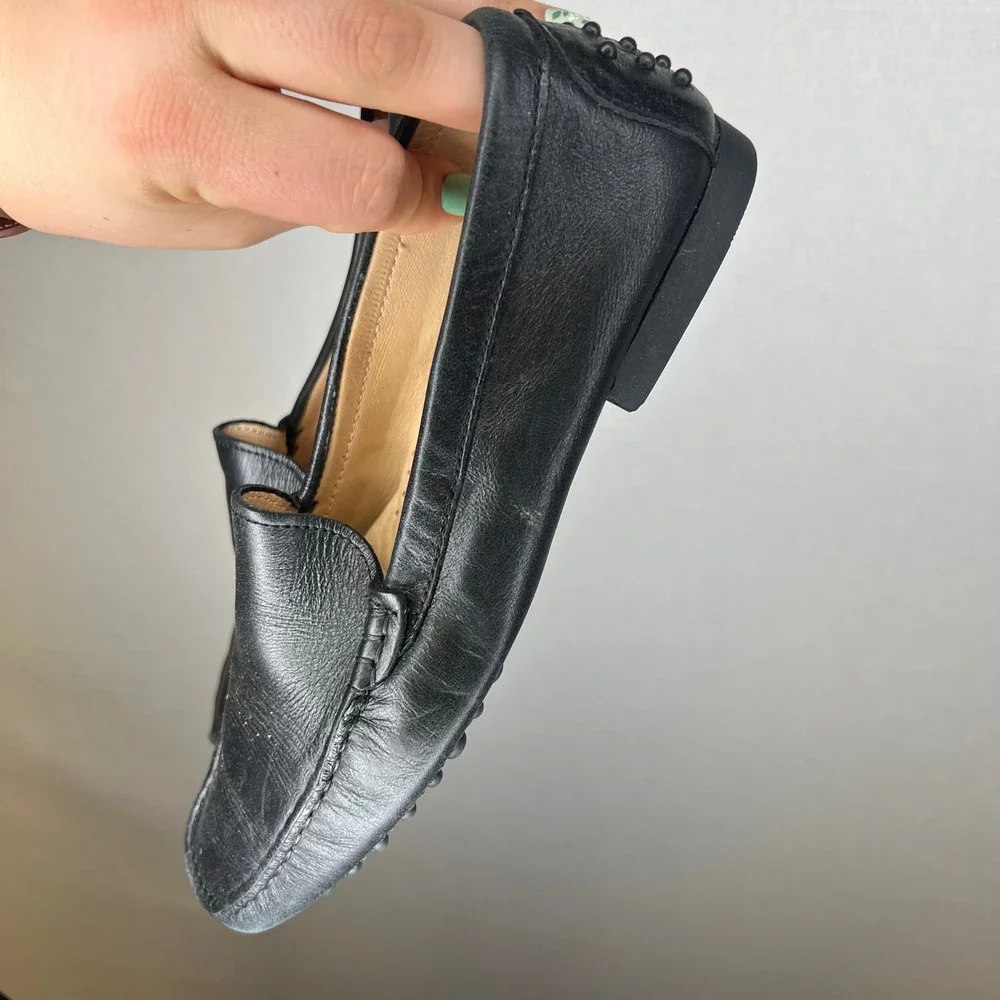 Michael Pasinkoff Black Leather Driving Loafers Made in‎ Italy Size 35 9852