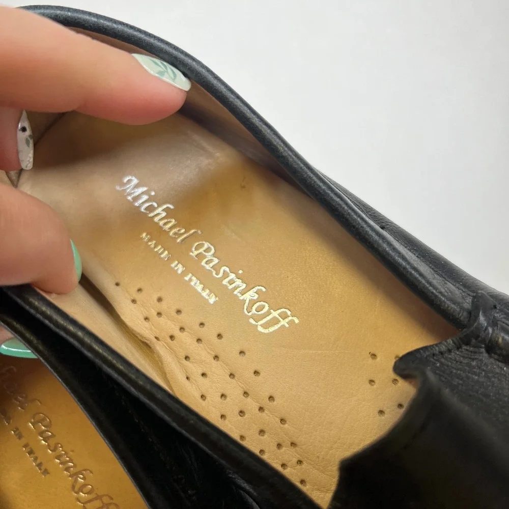 Michael Pasinkoff Black Leather Driving Loafers Made in‎ Italy Size 35 9852