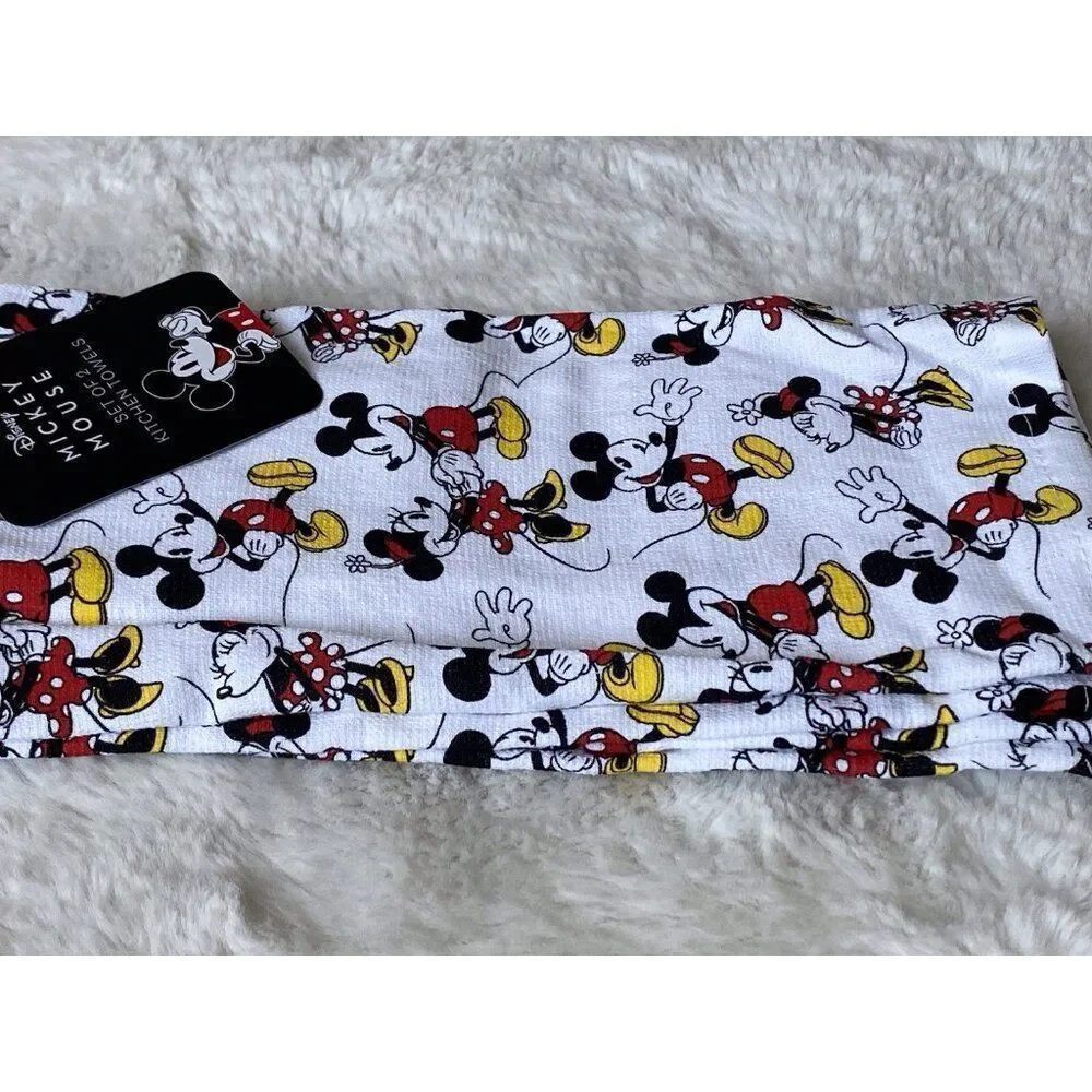 2 Pack Disney Mickey Minnie Mouse Classic Kitchen Towels 16 X 26”‎ NEW
