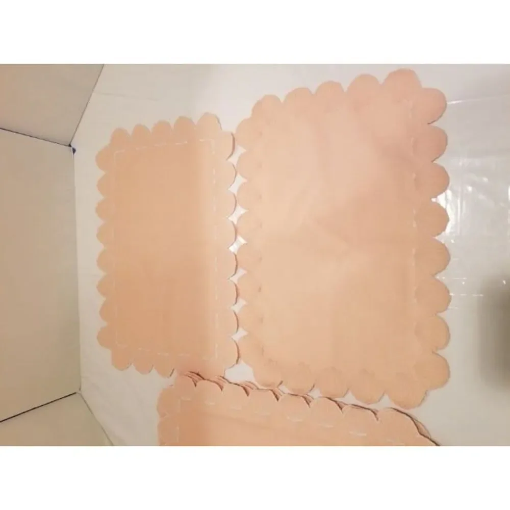 Set of 4 Handmade Stitched‎ Coral Pink Seashell Design Placements 18.5