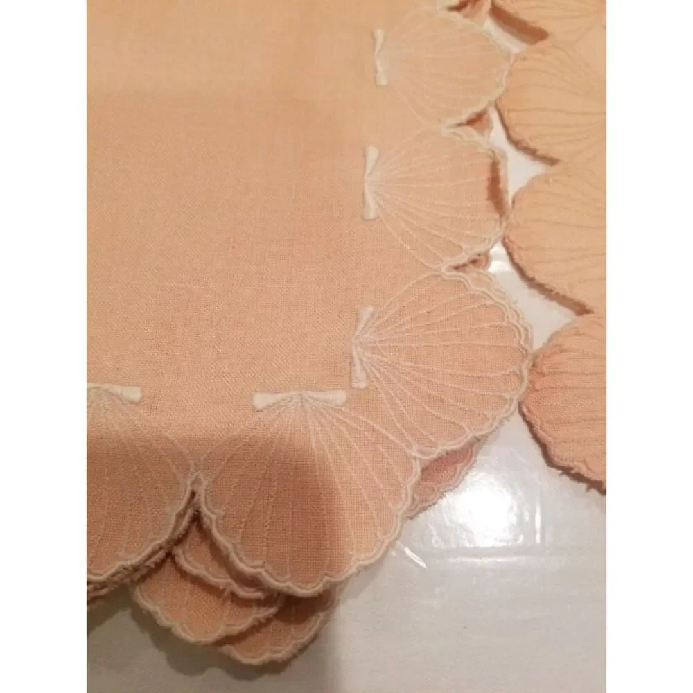 Set of 4 Handmade Stitched‎ Coral Pink Seashell Design Placements 18.5