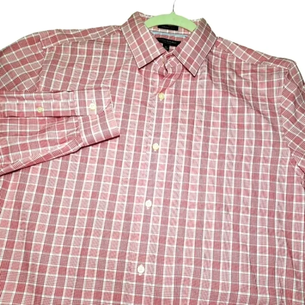 Banana Republic Men's Long‎ Sleeve Plaid Red & White Button-down Size XLarge