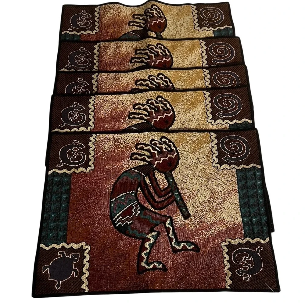 Kokopelli Southwestern Dancing Flute Player‎ - Set Of 5 Placemats, 17x12 in.