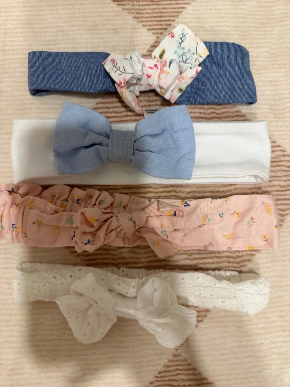 Kids Bow Headband Set - Pink, Red, Lavender, Mustard, Black Stripes. 18-24 mo