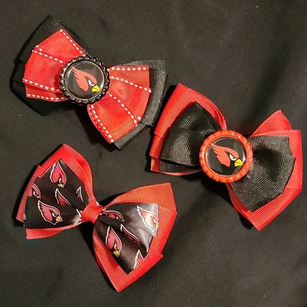 Set Of 3 New Handmade  Arizona Cardinals Football Hair Clips