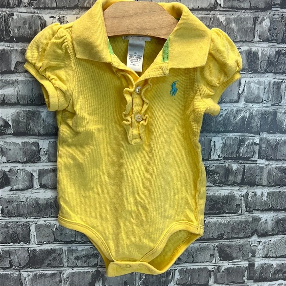 Baby Girls Ralph‎ Lauren Yellow Baby Polo Onesie