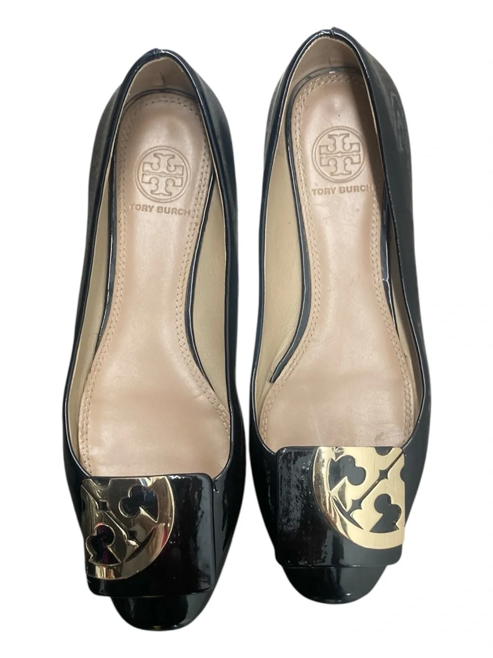 Tory Burch slip patent metal
