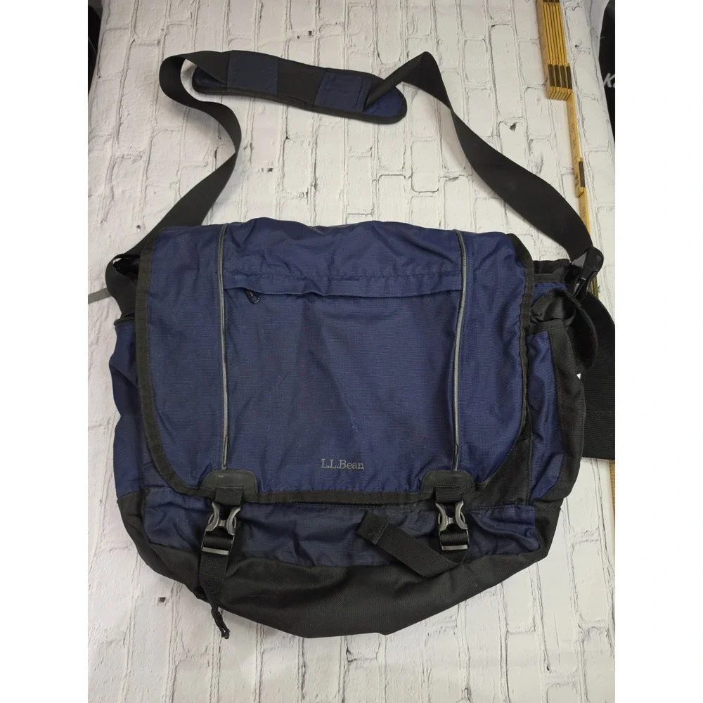 L.L. Bean Messenger Bag Blue Black 18
